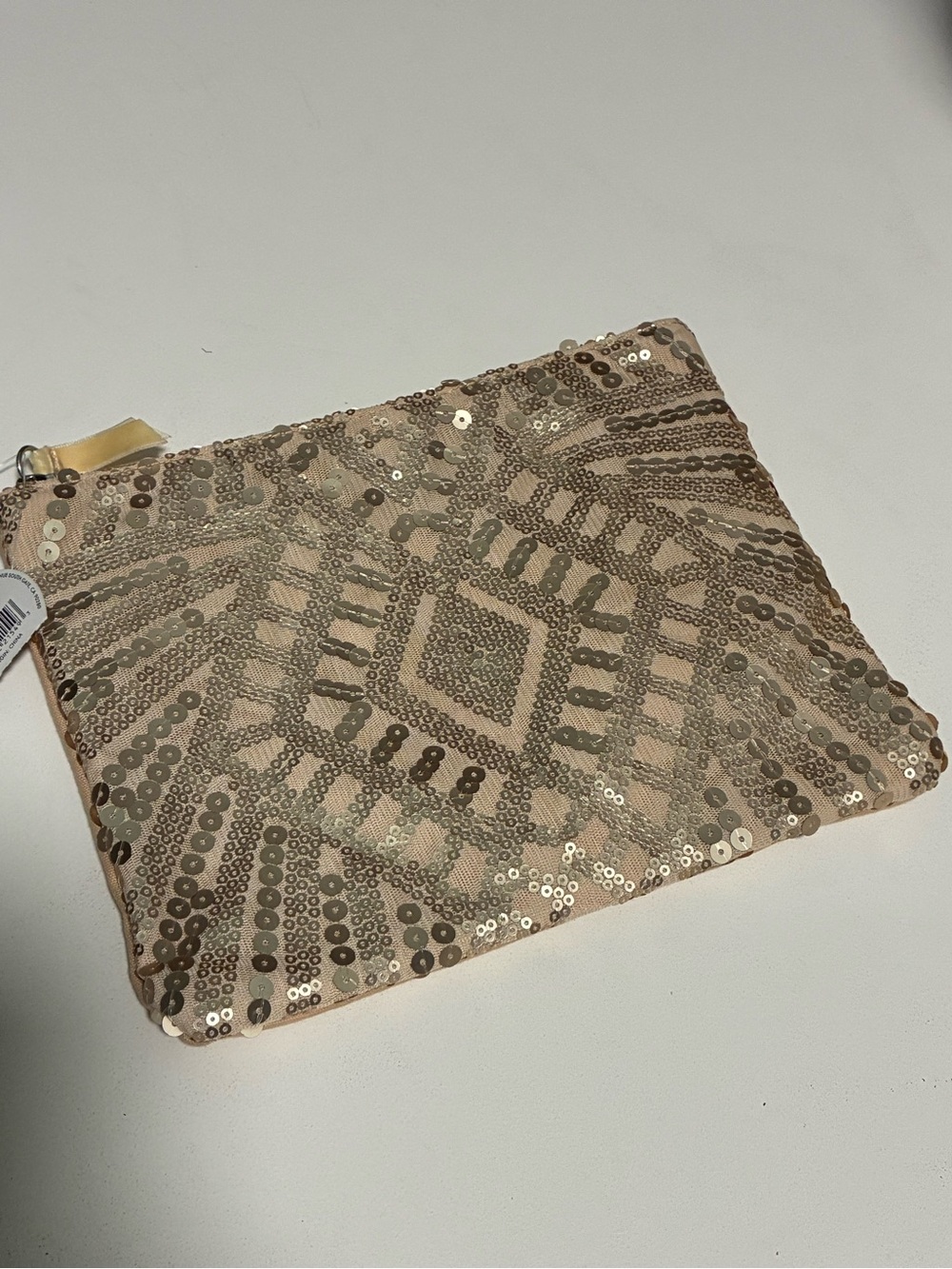 Sequin Embellished Beige Cosmetic pouch NWT